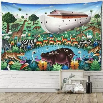Животный мир иллюстрации гобелен настенная система богемный стиль колдовство психоделическая Мандала Тапиз домашний декор 95x70cm
