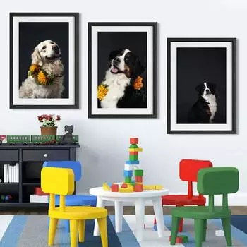 Животный пейзаж картина маслом милый питомец собака искусство холст картина гостиная коридор бар украшение дома фреска без рамки 21*30cm No Frame