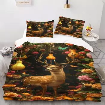 Животный принт - Комплект постельного белья с цифровой печатью - Полиэстер - Декор для спальни - 1 покрывало + 2 наволочки (нет подушки) 173x229cm