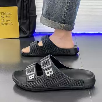 Живые тапочки мужские летние 2025 новые сандалии для улицы повседневные пляжные классные тапочки тапочки 40 бежевый