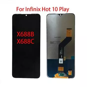 ЖК-экран для Infinix Hot 10 Play X688B X688C, ЖК-дисплей, дигитайзер сенсорного экрана, полная замена в сборе чёрный