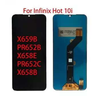 ЖК-экран для Infinix Hot 10i X659B, ЖК-дисплей, дигитайзер сенсорного экрана, полная замена в сборе чёрный