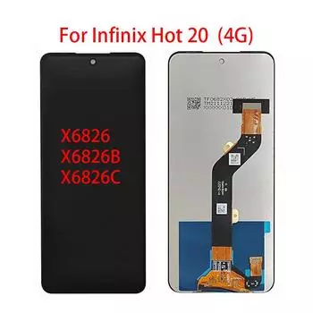ЖК-экран для Infinix Hot 20 4G, ЖК-дисплей, дигитайзер сенсорного экрана, полная замена в сборе чёрный