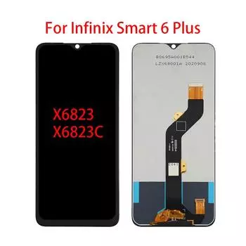 ЖК-экран для Infinix Smart 6 Plus, ЖК-дисплей, дигитайзер сенсорного экрана, полная сборка, запасная часть чёрный