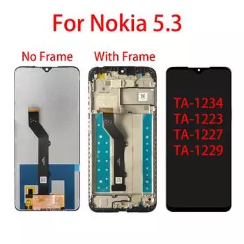 ЖК-экран для Nokia 5,3 TA-1234 TA-1223, ЖК-дисплей, дигитайзер сенсорного экрана, полная замена в сборе No Frame чёрный