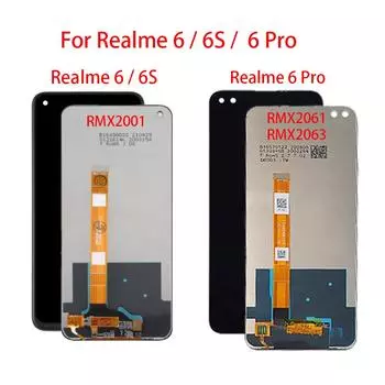 ЖК-экран для OPPO Realme 6/Realme 6S/Realme 6 Pro, ЖК-дисплей, дигитайзер сенсорного экрана, полная замена в сборе For Realme 6 чёрный