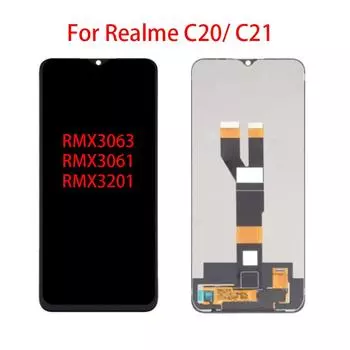 ЖК-экран для Oppo Realme C20 C21 RMX3063 RMX3061, ЖК-дисплей, дигитайзер сенсорного экрана, полная замена в сборе For Realme C20 чёрный