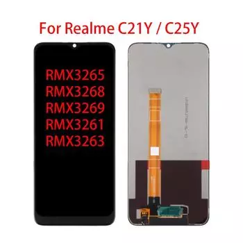 ЖК-экран для Oppo Realme C21Y C25Y, ЖК-дисплей, дигитайзер сенсорного экрана, полная замена в сборе For Realme C21Y чёрный