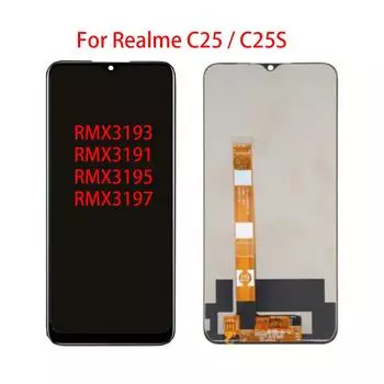 ЖК-экран для Oppo Realme C25 C25S, ЖК-дисплей, дигитайзер сенсорного экрана, полная замена в сборе Realme C25 чёрный