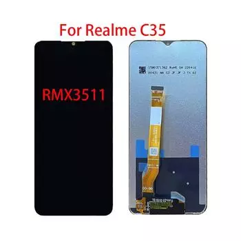 ЖК-экран для Oppo Realme C35 RMX3511, ЖК-дисплей, дигитайзер сенсорного экрана, полная замена в сборе чёрный