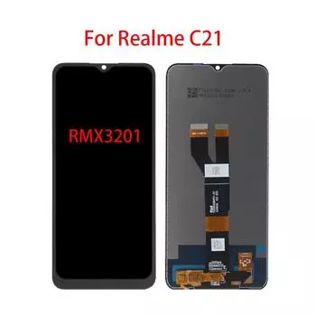 ЖК-экран для Realme C21 RMX3201, ЖК-дисплей, дигитайзер сенсорного экрана, полная сборка, запасная часть чёрный