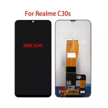 ЖК-экран для Realme C30s RMX3690, ЖК-дисплей, дигитайзер сенсорного экрана, полная сборка, запасная часть чёрный