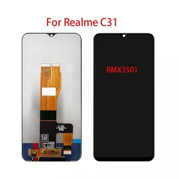 ЖК-экран для Realme C31, ЖК-дисплей, дигитайзер сенсорного экрана, полная сборка, запасная часть чёрный