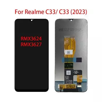 ЖК-экран для Realme C33 2023, ЖК-дисплей, дигитайзер сенсорного экрана, полная сборка, запасная часть чёрный