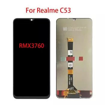 ЖК-экран для Realme C53, ЖК-дисплей, дигитайзер сенсорного экрана, полная замена в сборе чёрный