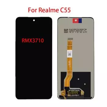 ЖК-экран для Realme C55 RMX3710, ЖК-дисплей, дигитайзер сенсорного экрана, полная сборка, запасная часть чёрный