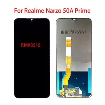 ЖК-экран для Realme Narzo 50A Prime, ЖК-дисплей, дигитайзер сенсорного экрана, полная сборка, запасная часть чёрный