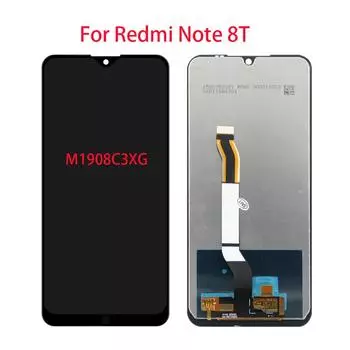 ЖК-экран для Redmi Note 8T, ЖК-дисплей, дигитайзер сенсорного экрана, полная замена в сборе чёрный