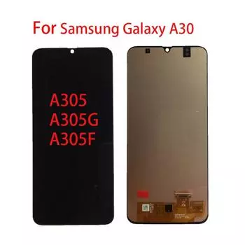ЖК-экран для Samsung Galaxy A30 A305 A305F, ЖК-дисплей, сенсорный экран, дигитайзер, панель, полная замена в сборе TFT чёрный
