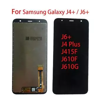 ЖК-экран для Samsung Galaxy J4 Plus J4 + J415 J6 Plus J610 ЖК-дисплей с цифровым преобразователем сенсорного экрана в сборе J4 plus J415 чёрный