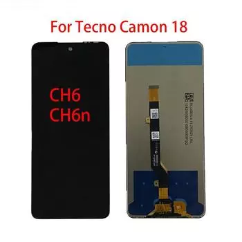 ЖК-экран для Tecno Camon 18 CH6, ЖК-дисплей, дигитайзер сенсорного экрана, полная замена в сборе чёрный