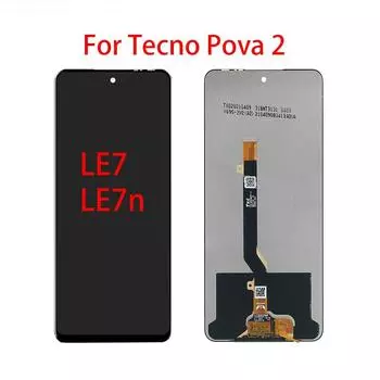 ЖК-экран для Tecno Pova 2 LE7, ЖК-дисплей, дигитайзер сенсорного экрана, полная замена в сборе чёрный