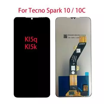 ЖК-экран для Tecno Spark 10 10C, ЖК-дисплей, дигитайзер сенсорного экрана, полная замена в сборе 10 чёрный
