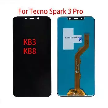 ЖК-экран для Tecno Spark 3 Pro KB8, ЖК-дисплей, дигитайзер сенсорного экрана, полная замена в сборе чёрный
