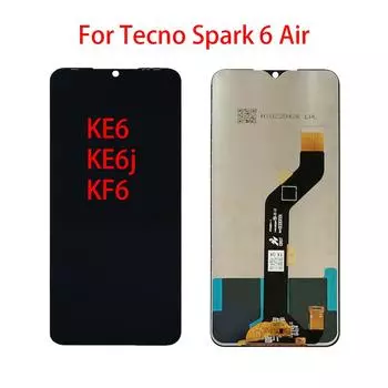 ЖК-экран для Tecno Spark 6 Air KE6 KE6j KF6, ЖК-дисплей, дигитайзер сенсорного экрана, полная замена в сборе чёрный