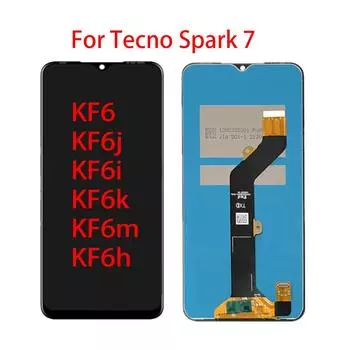 ЖК-экран для Tecno Spark 7 KF6 KF6h KF6k, ЖК-дисплей, дигитайзер сенсорного экрана, полная замена в сборе чёрный