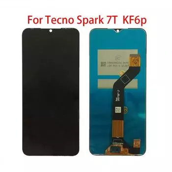 ЖК-экран для Tecno Spark 7T KF6p, ЖК-дисплей, дигитайзер сенсорного экрана, полная замена в сборе чёрный