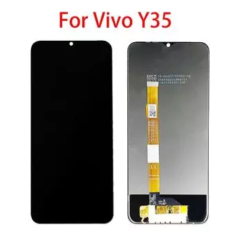 ЖК-экран для Vivo Y35, ЖК-дисплей, дигитайзер сенсорного экрана, полная замена в сборе чёрный