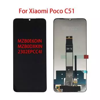 ЖК-экран для Xiaomi Poco C51, ЖК-дисплей, дигитайзер сенсорного экрана, полная замена в сборе чёрный