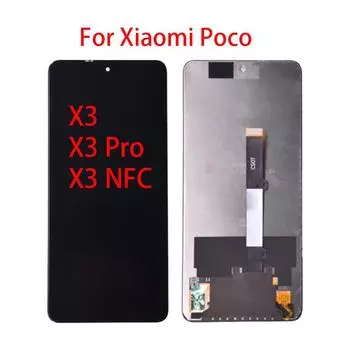 ЖК-экран для Xiaomi Poco X3 Pro, ЖК-дисплей, дигитайзер сенсорного экрана для Poco X3, NFC ЖК-дисплей, запасные части чёрный
