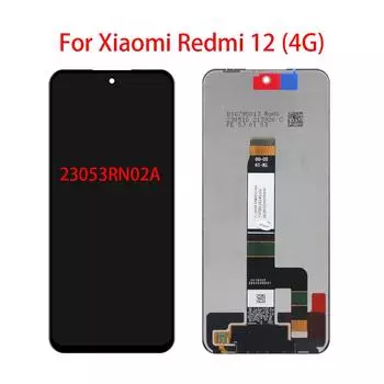 ЖК-экран для Xiaomi Redmi 12 4G, ЖК-дисплей, дигитайзер сенсорного экрана, полная замена в сборе чёрный