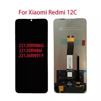 ЖК-экран для XiaoMi Redmi 12C, ЖК-дисплей, дигитайзер сенсорного экрана, полная замена в сборе чёрный