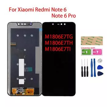 ЖК-экран для Xiaomi Redmi Note 6 Pro M1806E7TG, замена преобразователя сенсорного экрана в сборе с ЖК-дисплеем чёрный