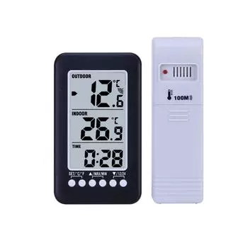 ЖК-беспроводной термометр для помещений и улицы цифровой термометр с часами измеритель температуры с диапазоном 100 м