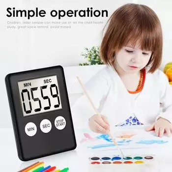 ЖК-цифровой экран, кухонный таймер, квадратный таймер для приготовления пищи, обратный отсчет, будильник, магнитные часы чёрный