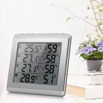 ЖК-цифровой беспроводной внутренний/наружный термометр, гигрометр, четырехканальный/H, температура и влажность
