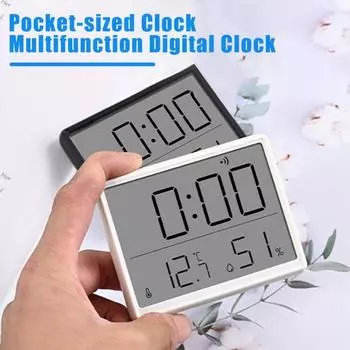 ЖК-цифровой будильник, современный легко читаемый дисплей влажности и температуры, многофункциональный термометр, гигрометр, настольные часы, подарок на день рождения белый