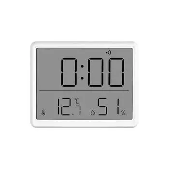 ЖК-цифровой будильник, современный легко читаемый дисплей влажности и температуры, многофункциональный термометр, гигрометр, настольные часы, подарок на день рождения белый