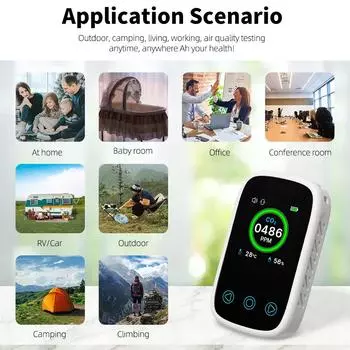 ЖК-цифровой детектор углекислого газа Mini 3 в 1 Тестер качества воздуха Многофункциональный термометр для газа CO2 Гигрометр Датчик NDIR белый
