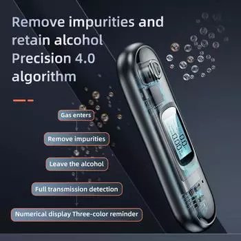 ЖК-цифровой дисплей тестер алкоголя в выдыхаемом воздухе бесконтактный измеритель алкоголя точность алкотестера диагностический инструмент зарядка через USB чёрный