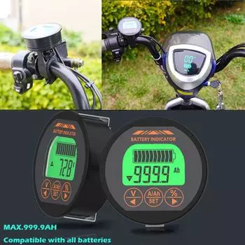 ЖК-цифровой измеритель заряда батареи с базой для электрического велосипеда, скутера, вольтметр, кнопка управления, тип 3