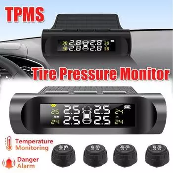 ЖК-цифровой манометр в шинах TPMS Высокоточный с внешним датчиком Беспроводная система контроля давления в шинах Обнаружение давления измерительного типа waterproof чёрный