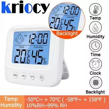 ЖК-цифровой термометр-гигрометр с подсветкой, датчик температуры в помещении, измеритель влажности, электронная метеостанция, комнатный детский