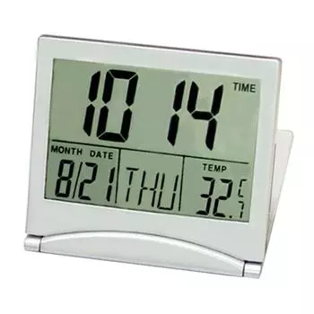 ЖК-цифровые серебряные настенные часы, настольные часы, календарь, температура, будильник
