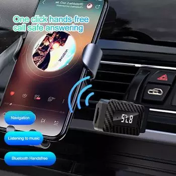 ЖК-дисплей Bluetooth 5.3 аудио передатчик 3,5 мм AUX TF стерео музыкальный беспроводной приемник USB питание от для автомобильного радио MP3 динамик чёрный