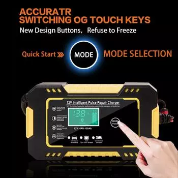ЖК-дисплей Импульсное зарядное устройство для ремонта автомобиля, газонокосилки, мотоцикла, лодки, внедорожника AGM Gel Cell свинцово-кислотный аккумулятор EU